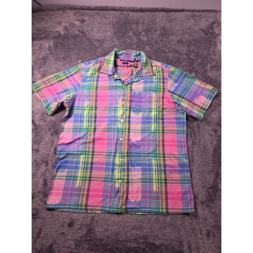 Polo Ralph Lauren Pastel Ikat Madras Camp Shirt Mens M Easter Plaid Classic